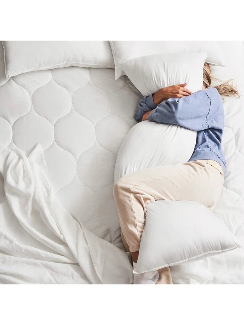 Buffy Body Pillow White OS Soft Eucalyptus Breathable Eco-Friendly Bedding NEW